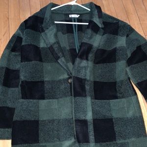 Hunter Green Plaid Fleece Topper Coat